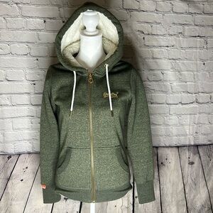 NWT women’s The Superdry Orange Label Co. sparkle zip hoodie w/ fleece hood xs